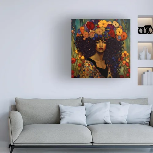 Vista 2 de Trademark Fine Art Lienzo decorativo para pared, arte de pared de Tina Lavoie Art Nouveau Beauty V para decoración de sala de estar, dormitorio u