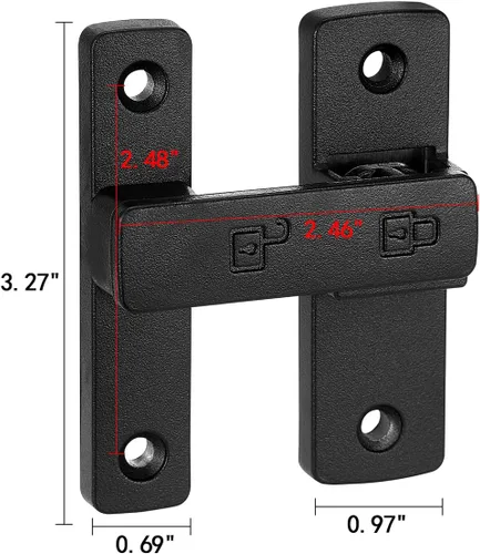 Vista 2 de INIRET Pestillos de puerta de granero negro mate, cerradura de puerta de 180 grados, herrajes para puerta abatible, cerradura de puerta de aleación