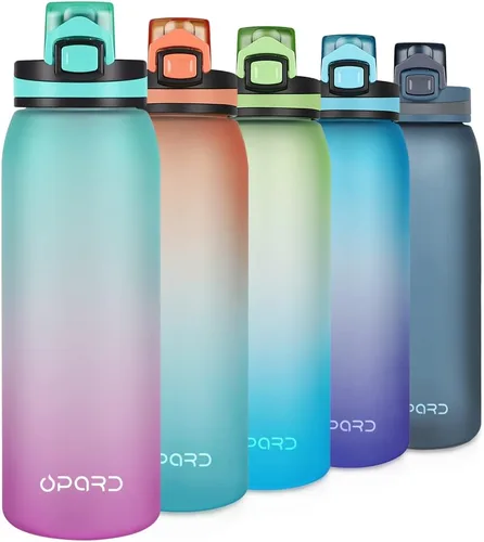 Vista 13 de Opard Botella de agua de plástico de 30 onzas apta para lavavajillas, tapa abatible a prueba de fugas, Tritan sin BPA, botella de agua deportiva