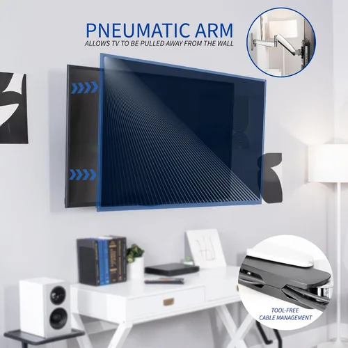 Vista 7 de VIVO Montura de pared para TV contrabalanceada de 26 a 55 pulgadas, brazo articulado neumático de resorte ajustable en altura, Max 400x400mm VESA