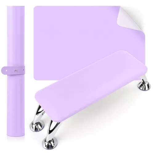 Vista 8 de Reposabrazos para uñas acrílicas con tapete de mesa para uñas, cojín de descanso para manos de cuero de microfibra para uñas, almohada suave