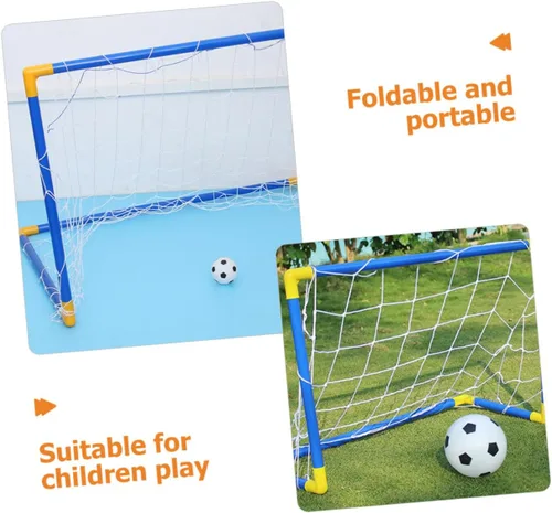 Vista 9 de STOBAZA Mini portería de fútbol plegable portátil para marco de plástico con red de portería para entrenamiento de fútbol en interiores y exteriores