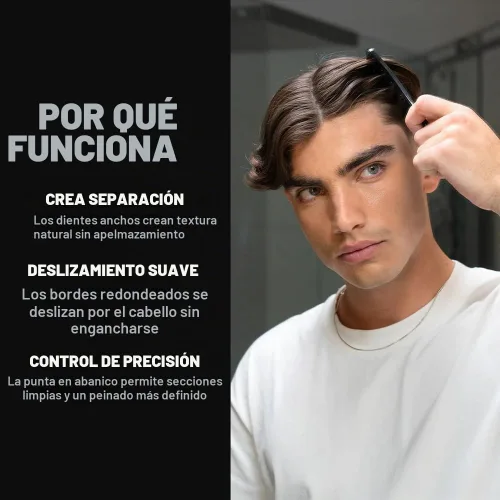 Vista 2 de Peine de Textura Slick Gorilla Wide teeth and a double-pronged tail create separation, definition, and clean parts on straight, wavy, or curly