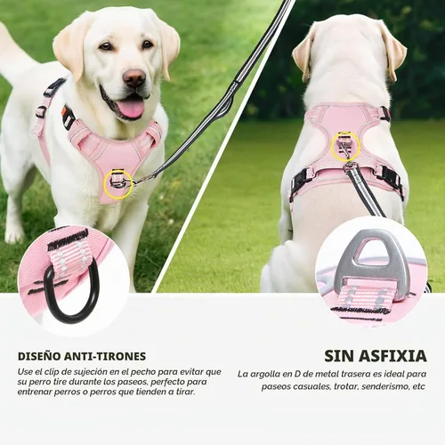 Vista 5 de Timos Arnés para perro de tamaño pequeño, arnés sin tirones para mascotas con cuello a presión bloqueable, chaleco reflectante para perro, sin