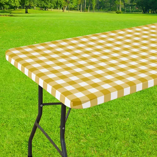 Vista 43 de Smiry Mantel cuadrado de pícnic, manteles de vinilo elásticos impermeables, fundas de mesa de lana cuadriculada con parte trasera de franela