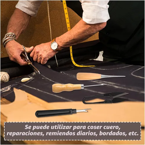 Vista 7 de BAGERLA Kit de costura de reparación de tapicería, kit de costura resistente con herramientas de punzón, desgarrador de costura, agujas de costura a