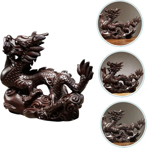 Vista 4 de Yardwe Figura de paisaje de año nuevo, decoración de mascota china, estatua de riqueza de Feng Shui, estatua de dragón 2024, estatua de dragón