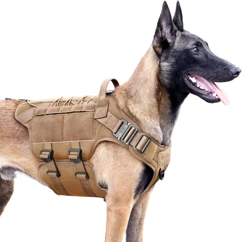 Vista 22 de PETNANNY - Chaleco táctico para perro de servicio - Arnés de apoyo emocional sin tirones con parches de gancho y bucle y sistema Molle para Negro