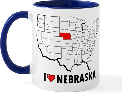 Vista 36 de CafePress I Love Nebraska Taza de café de cerámica de 11 oz (11.0 fl oz)