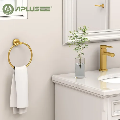 Vista 2 de APLusee Towel Ring for Bathroom Wall, Brushed Dark Gold Hand Towel Ring Holder, Heavy Duty SUS 304 Stainless Steel Modern Bathroom Accessories