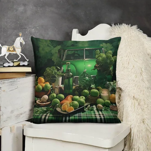 Vista 9 de Funda de cojín de terciopelo verde con diseño de trébol de granja, fundas decorativas para sala de estar, fundas de almohada cuadradas decorativas