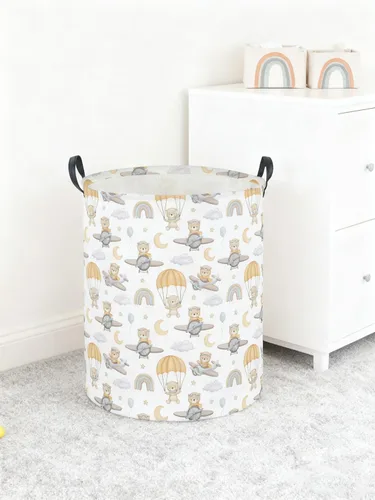 Vista 7 de Cesta de lavandería para niños, cesta de lavandería de animales, cestas de almacenamiento plegables para decoración del hogar, oficina, organizador