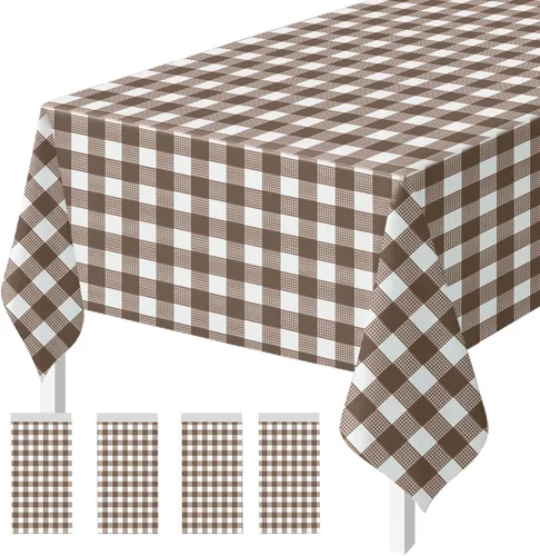 Vista 50 de Paquete de 2 Manteles de Plástico Beige Desechables Cubiertas de Mesa Mantel Rectangular Beige para Fiesta Baby Shower Boda Cumpleaños Mantel