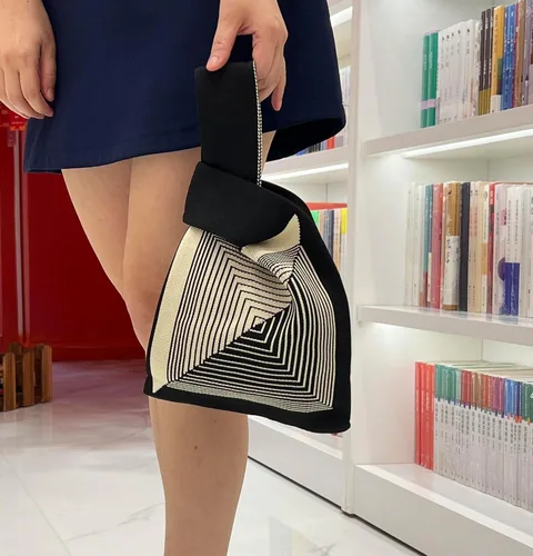 Vista 6 de Bolso de muñeca para mujer, bolso de mano, manga con nudo, portátil, bolsa de regalo