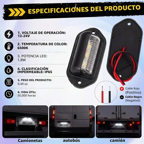 Vista 3 de Mudder Paquete de 8 luces LED de matrícula de 12 V, 6 LED, impermeables, luces traseras para camión, SUV, remolque, RV, camiones y barcos