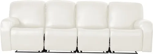 Vista 13 de Vctops - Funda elástica de 6 piezas para sofá biplaza reclinable, de cuero sintético impermeable, protector de muebles antideslizante con borde Negro
