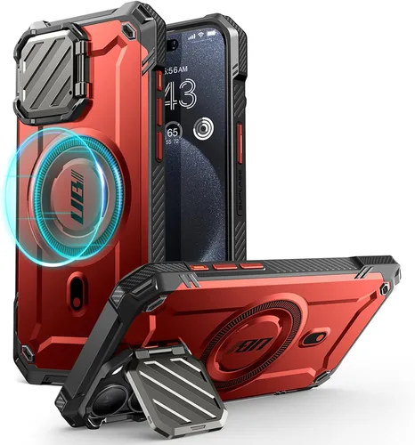 Vista 19 de SUPCASE para iPhone 15 Pro Max Funda con cubierta para cámara y soporte (UBMag XT) [Compatible con MagSafe] [Soporte incorporado]