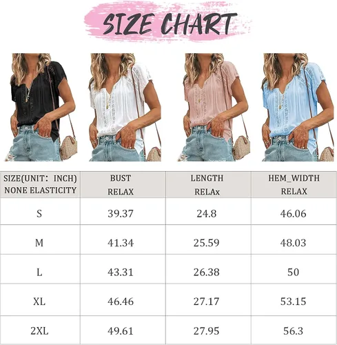 Vista 6 de Cisisily - Blusas de ganchillo y encaje, camiseta con estilo casual y cuello en V para mujer