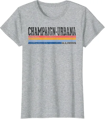 Vista 38 de clásico 1980s estilo champaign-urbana Illinois T Shirt, hombre 2XL, Blanco