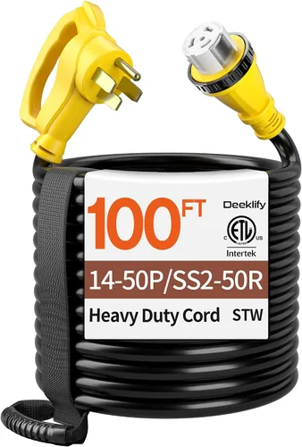 Vista 10 de NEMA14-50P/SS2-50R - Cable generador de 25 pies y 50 amperios con bloqueo giratorio