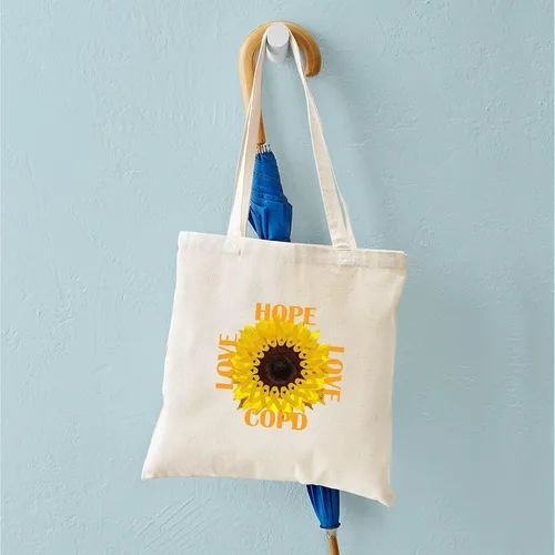Vista 4 de CafePress COPD Hope - Bolsa de mano de girasol de lona natural, bolsa de compras reutilizable