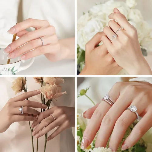 Vista 5 de SMILEST 1.8mm Moissanite Eternity Band Rings for Women, 0.25 0.3ct D Color VVS1 Clarity Lab Created Moissanite 14K White Yellow Rose Gold Vermeil