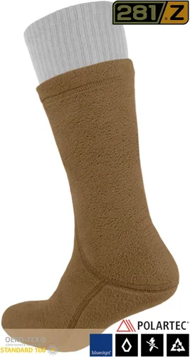 Vista 2 de 281Z Hiking Warm 8 inch Boot Liner Socks - Military Tactical Outdoor Sport - Polartec Fleece Winter Socks (Coyote Brown)