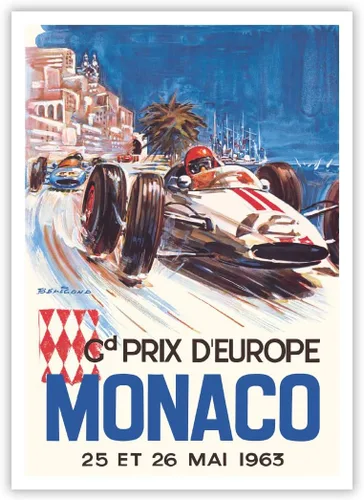 Vista 5 de Juego de 6 pósteres de carreras de autos vintage, sin marco, arte de pared clásico de carreras de automóviles por Géo Ham, Turner, Beligond