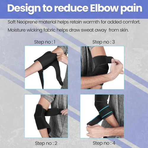 Vista 4 de Codera ajustable Manga de compresión de codo de doble correa para tendinitis, esguinces y distensiones Brazo/codo de tenis para hombres