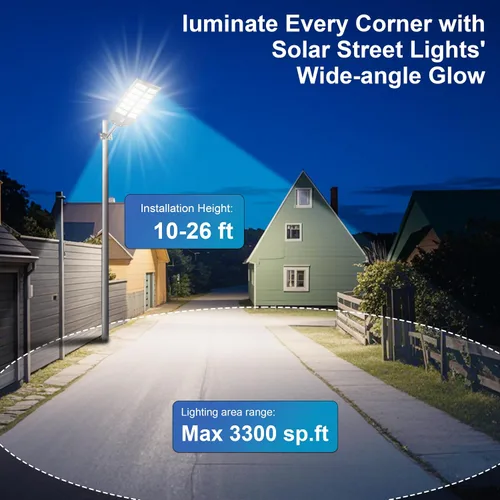 Vista 2 de Paquete de 1 luz solar de calle – 9000 W luces de calle al aire libre 260000LM del atardecer al amanecer luz de estacionamiento de energía solar