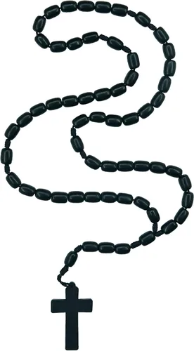 Vista 12 de Catholica Shop - Collar de Cuentas de Madera de Vestimenta Religiosa Católica con Colgante de Cruz de Madera, Collar de Rosario Católico I Collar