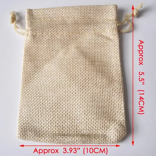Vista 5 de Bolsas de yute con cordón de ajuste de algodón para regalos, 50