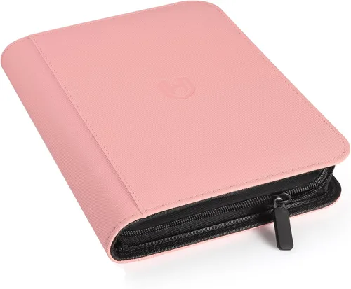 Vista 8 de Carpeta de tarjetas de 4 bolsillos con cremallera, 288 bolsillos para tarjetas comerciales Premium PU Cover, Side Loading, Ringless Card Binder