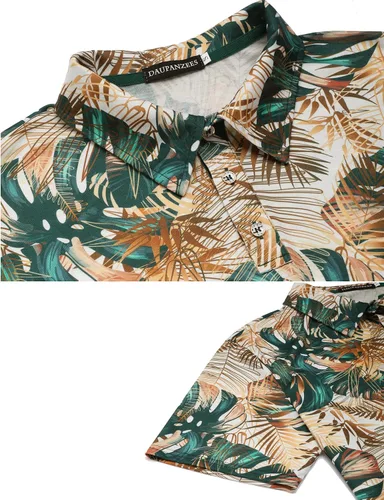 Vista 5 de Daupanzees Conjunto de camisa de 2 piezas para hombre, conjunto casual de manga corta para verano