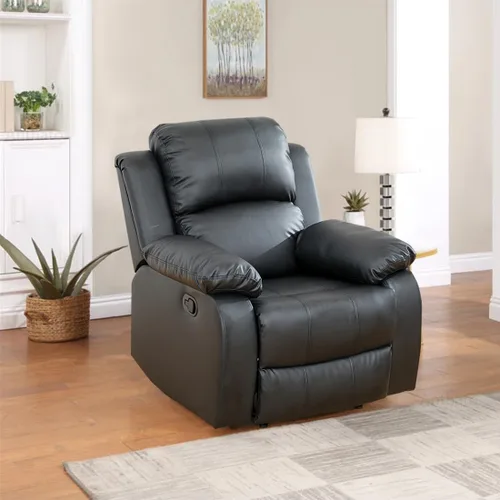 Vista 27 de Sofá reclinable manual, sofá reclinable de lujo de 3 plazas, sofá reclinable con portavasos y mesa de café, sofá de cuero sintético para sala