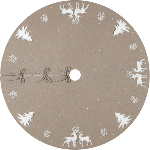 Vista 3 de Dremisland Falda de Árbol de Navidad, Falda de Árbol de Punto Trenzado Tejido Grueso Rústico para Decoración Navideña - Alce 3D y Árbol de Navidad