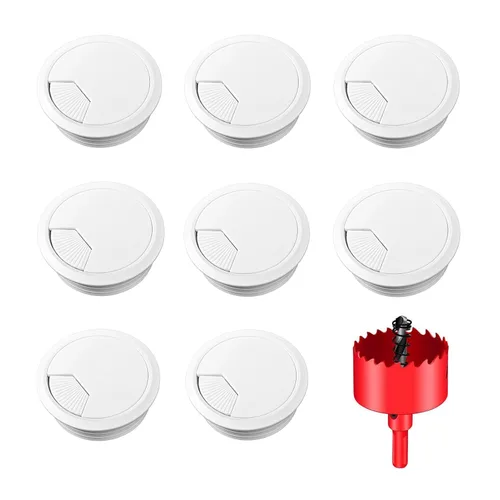 Vista 15 de TuTuYa 10 piezas de pasacables de escritorio, pasacables de escritorio de 1-3/8 pulgadas (35 mm) con sierra de agujero, ideal para cables de mesa