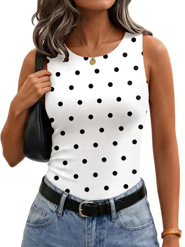 Vista 22 de Zeagoo Camiseta sin mangas de verano con cuello redondo y doble forro para 1 blanco