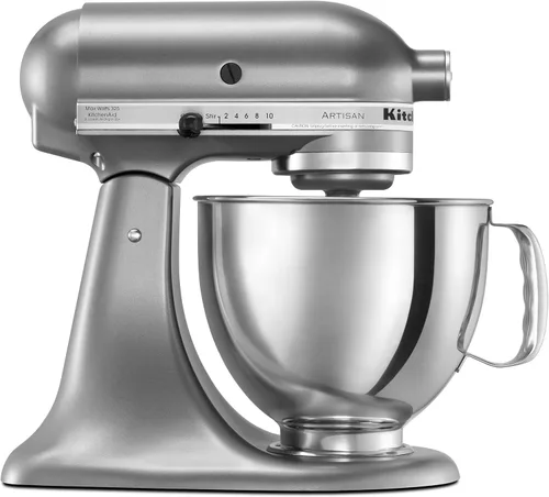 Vista 29 de KitchenAid Artisan Series Batidora de Pie con Cabezal Inclinable de 5 Cuartos con Escudo Vertedor KSM150PS, Crema de Almendra