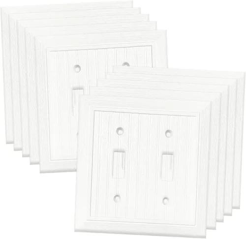 Vista 15 de Placa Decorativa Moderna para Pared con Diseño de Veta de Madera Retro, Cubierta de Interruptor, Cubierta de Tomacorriente para Interruptor de Luz