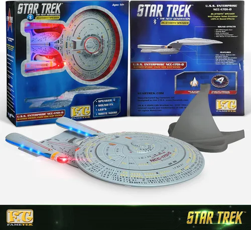 Vista 7 de Star Trek U.S.S. Enterprise 1701-D - Réplica de altavoz Bluetooth, máquina de sonidos de motor para dormir, luz nocturna, efectos de sonido