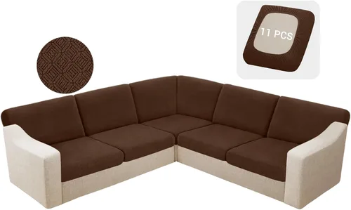 Vista 10 de HDCAXKJ - Fundas impermeables para cojín de sofá modular, fundas elásticas para cojín de sofá de esquina, fundas protectoras de muebles de jacquard