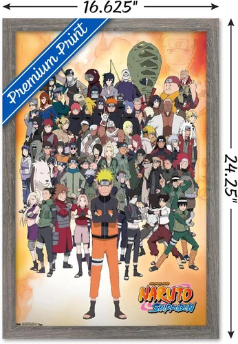 Vista 3 de Trends International Naruto Shippuden - Póster de pared grupal, 14.725 x 22.375 pulgadas, versión con marco de madera tipo granero