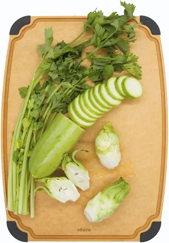 Vista 11 de Essential Series - Juego de tablas de cortar de madera 2 en 1 para cocina, tabla de madera para cortar verduras, pan, queso, carne, ensalada, tabla