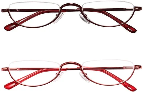 Vista 20 de Gafas de Lectura de Media Montura - 4 Pares de Gafas con Marco de Metal de Media Montura con Bisagra de Resorte Lectores para Hombres y Mujeres