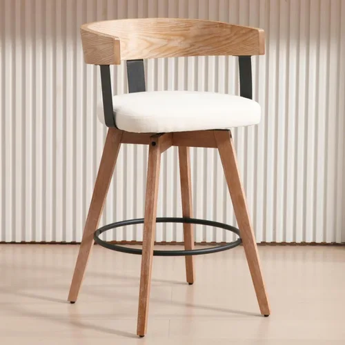 Vista 11 de HEAH-YO Taburete de bar giratorio 1 pieza, taburete de altura de mostrador de 26 pulgadas con respaldo de barril, gris, estilo moderno de mediados
