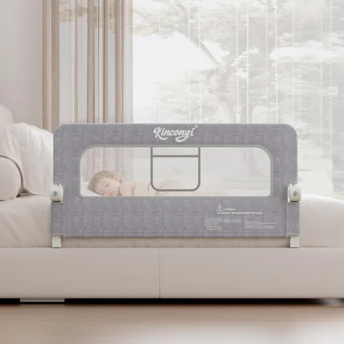 Vista 8 de Riel de cama para niños pequeños, riel de cama de 81 cm con base en forma de U más ancha, rieles de cama transpirables para camas King, Queen, Full