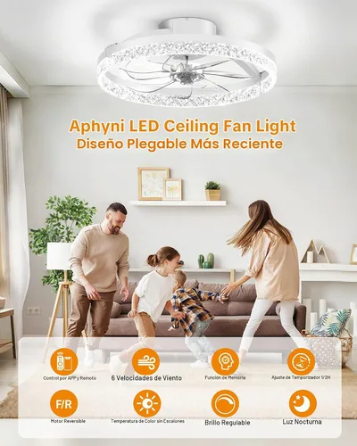 Vista 4 de Ventiladores de techo de 18 pulgadas con luces y control remoto Marfil