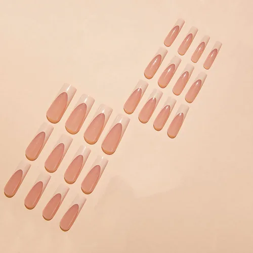 Vista 5 de Uñas postizas cuadradas largas con punta francesa SWEKKE amarilla, uñas postizas de cobertura completa con diseños, uñas postizas de color amarillo