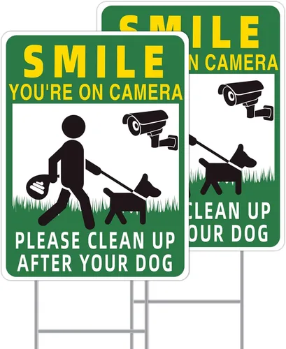 Vista 9 de Señales de cuidado con el perro, paquete de 2 carteles de 33x25 cm doble cara, plástico corrugado, estacas de metal en H, señales de perro